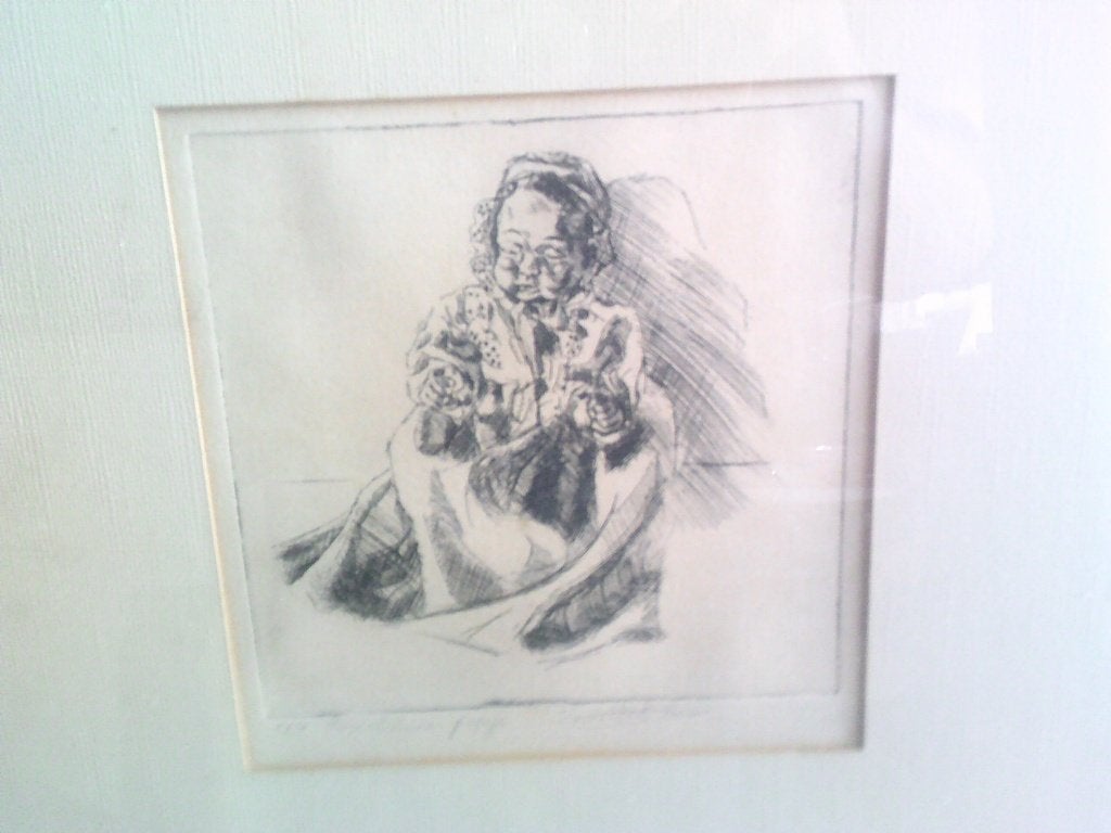 ets porseleine popje gete ria verachtert, Ets, Portret, Gesigneerd, 2000 tot heden