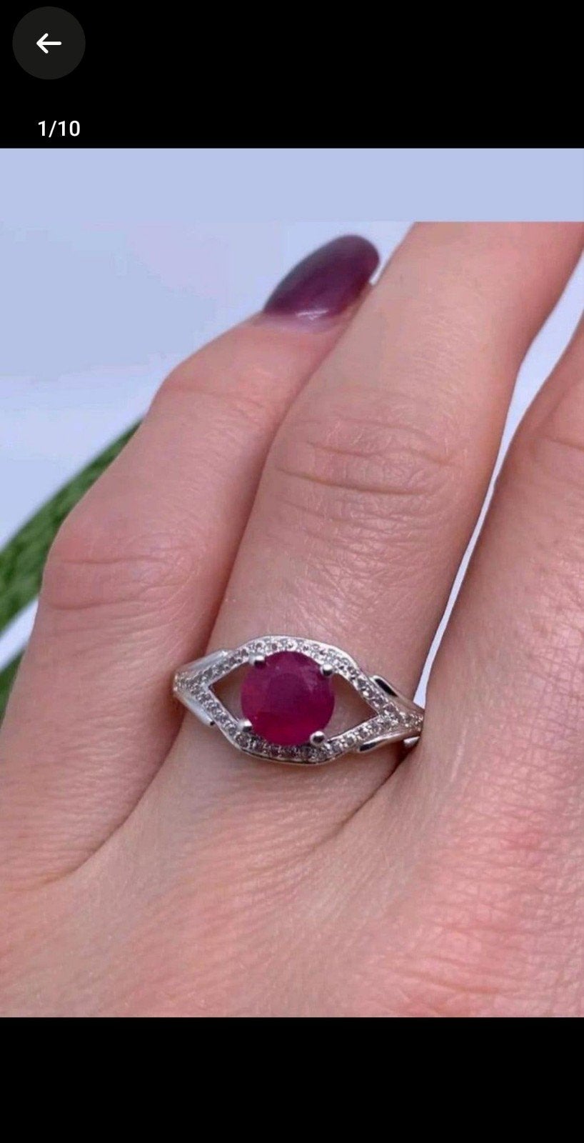 Vergulde zilveren ring met natuurlijke robijn, Ophalen, Wit, Nieuw, Met edelsteen