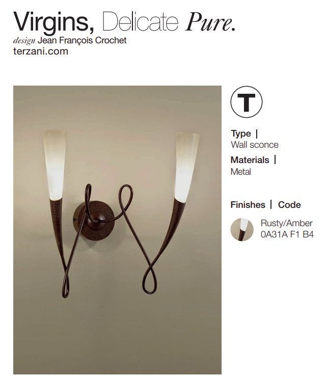 4 Terzani dubbele wandlampen - design - Virgins reeks, Huis en Inrichting, Zwart, Ophalen of Verzenden, Zo goed als nieuw, Wandlamp