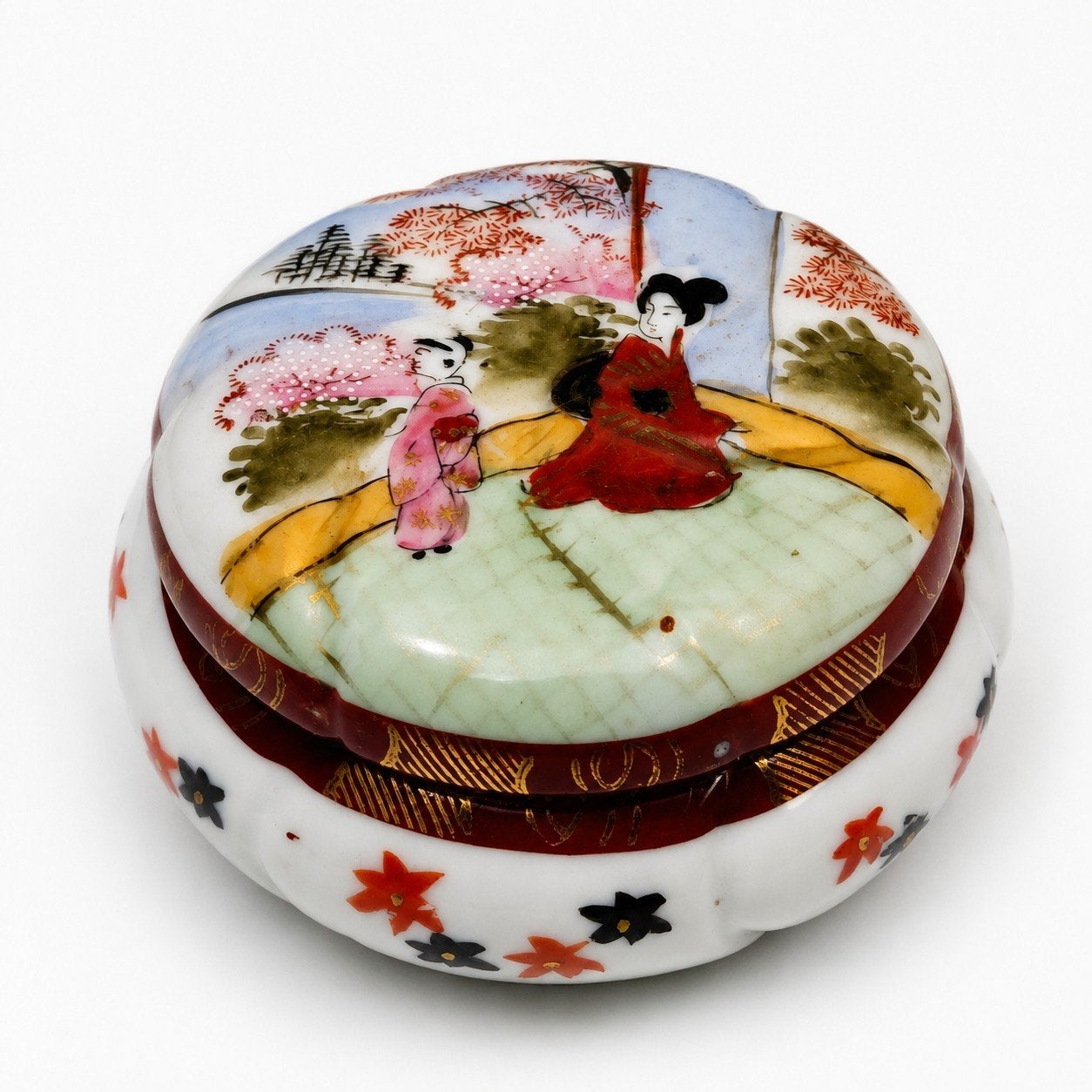 Antieke Japanse porseleinen sierdoos – Geisha – Dai Nippon, Enlèvement ou Envoi