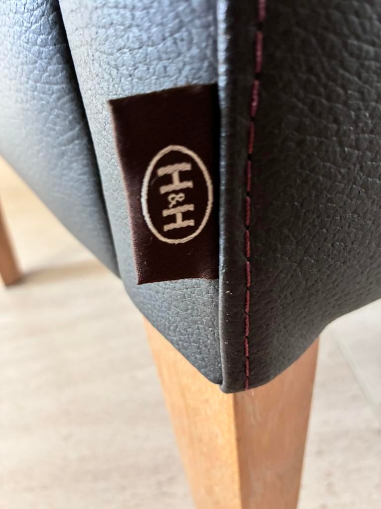 Te koop donkerbruin lederen stoelen, Ophalen, Bruin, Leer, Zo goed als nieuw