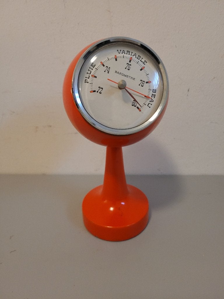barometer voor het ruimtetijdperk met vintage design, Antiek en Kunst, Oranje, Ophalen of Verzenden, 20 cm, Overige typen