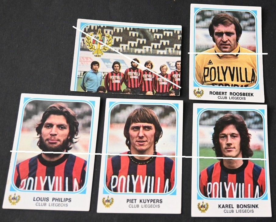 Panini/Football 77/RFCL Liège/5 autocollants, Collections, Envoi, Comme neuf, Affiche, Image ou Autocollant