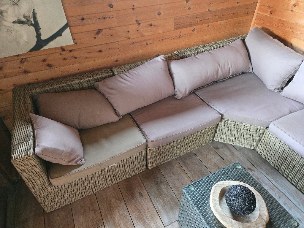 Lounge set 7 personen, Ophalen, Rotan, Bank, Zo goed als nieuw