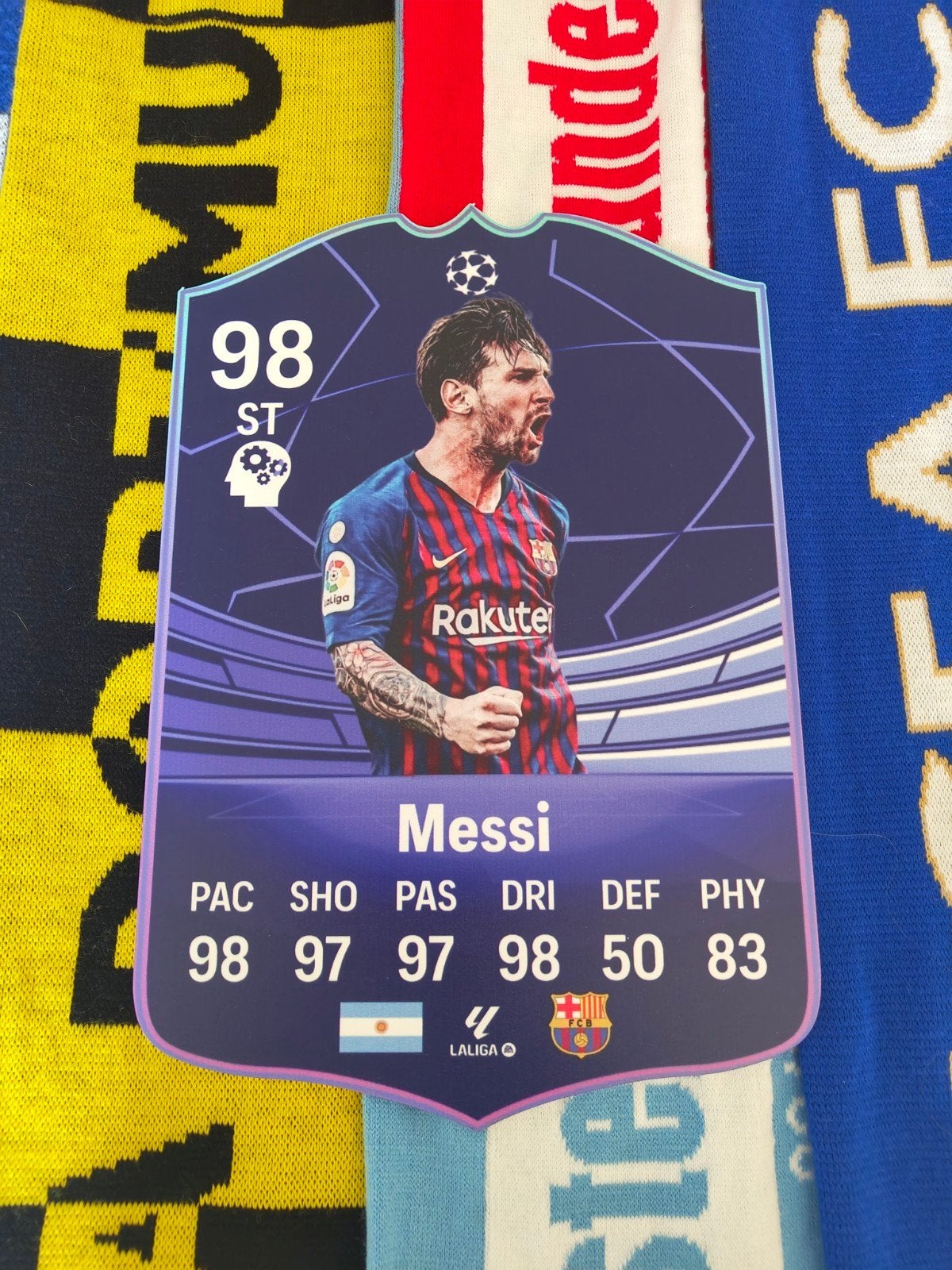 Voetbalkaartje (37cmx25cm) - Lionel Messi, Hobby & Loisirs créatifs, Enlèvement ou Envoi, Comme neuf, Image