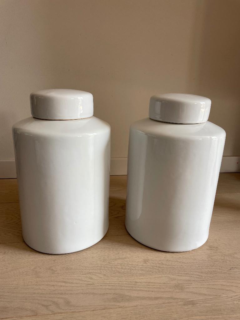 2 Pomax potten, Ophalen, Zo goed als nieuw, Wit, Steen/keramiek