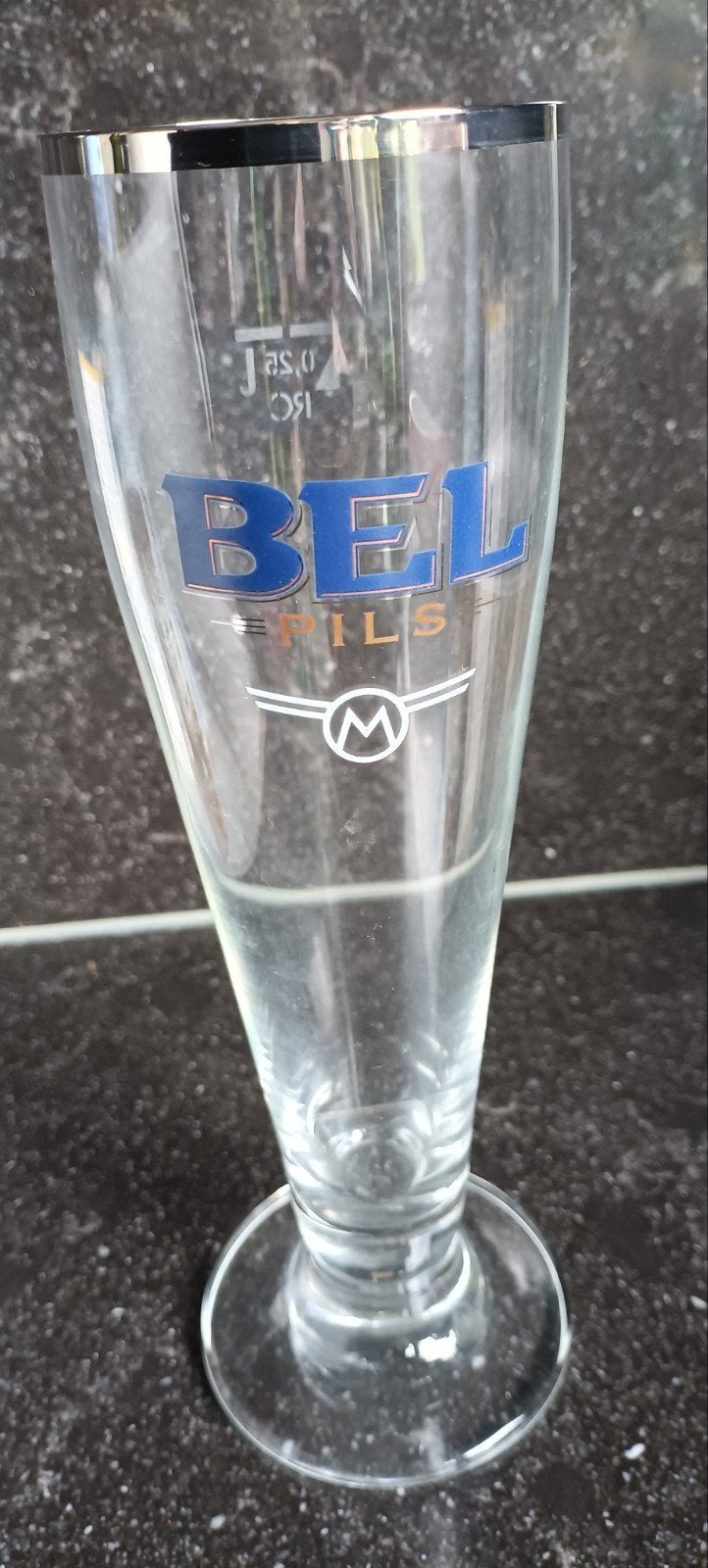 Oud bierglas jaren 90 BEL PILS Moortgat zilveren rand, Ophalen of Verzenden