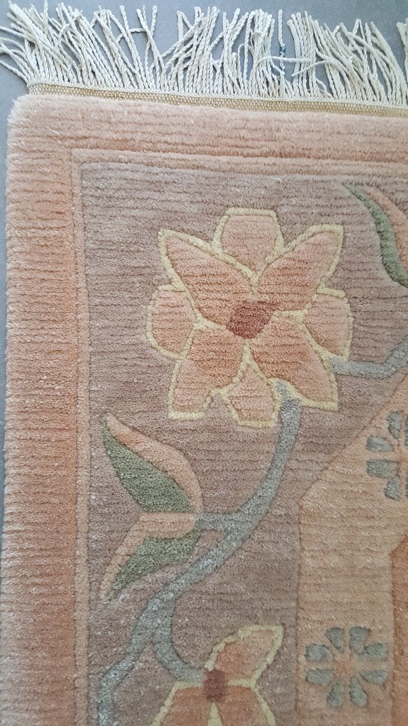 Nepalees handgeknoopt tapijt, Maison & Meubles, Ameublement | Tapis & Moquettes, 200 cm ou plus, Rose, 150 à 200 cm, Comme neuf