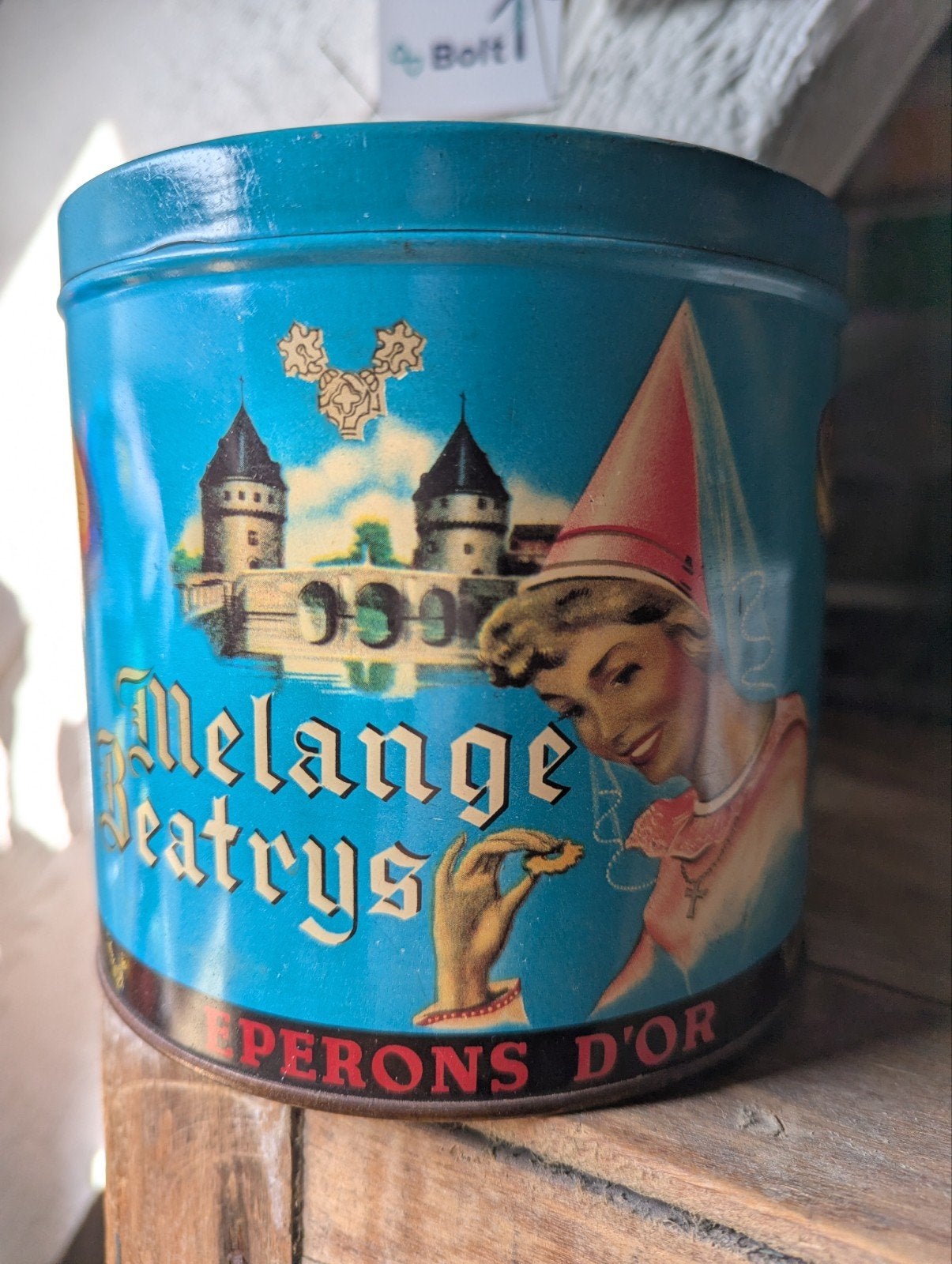 vintage blikken doos Gulden Sporen Kortrijk, Verzamelen, Ophalen, Zo goed als nieuw