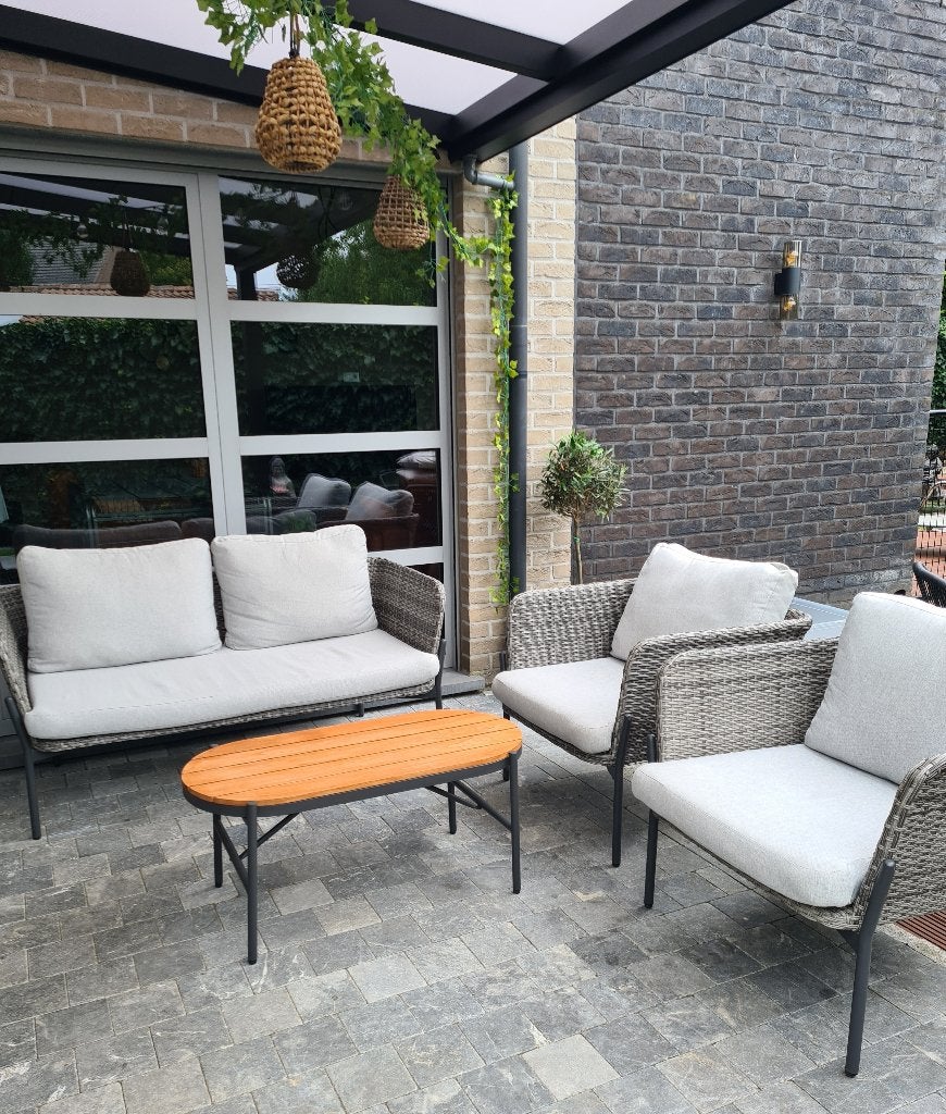 Loungeset, Tuin en Terras, Ophalen, 5 zitplaatsen, Rotan, Zo goed als nieuw