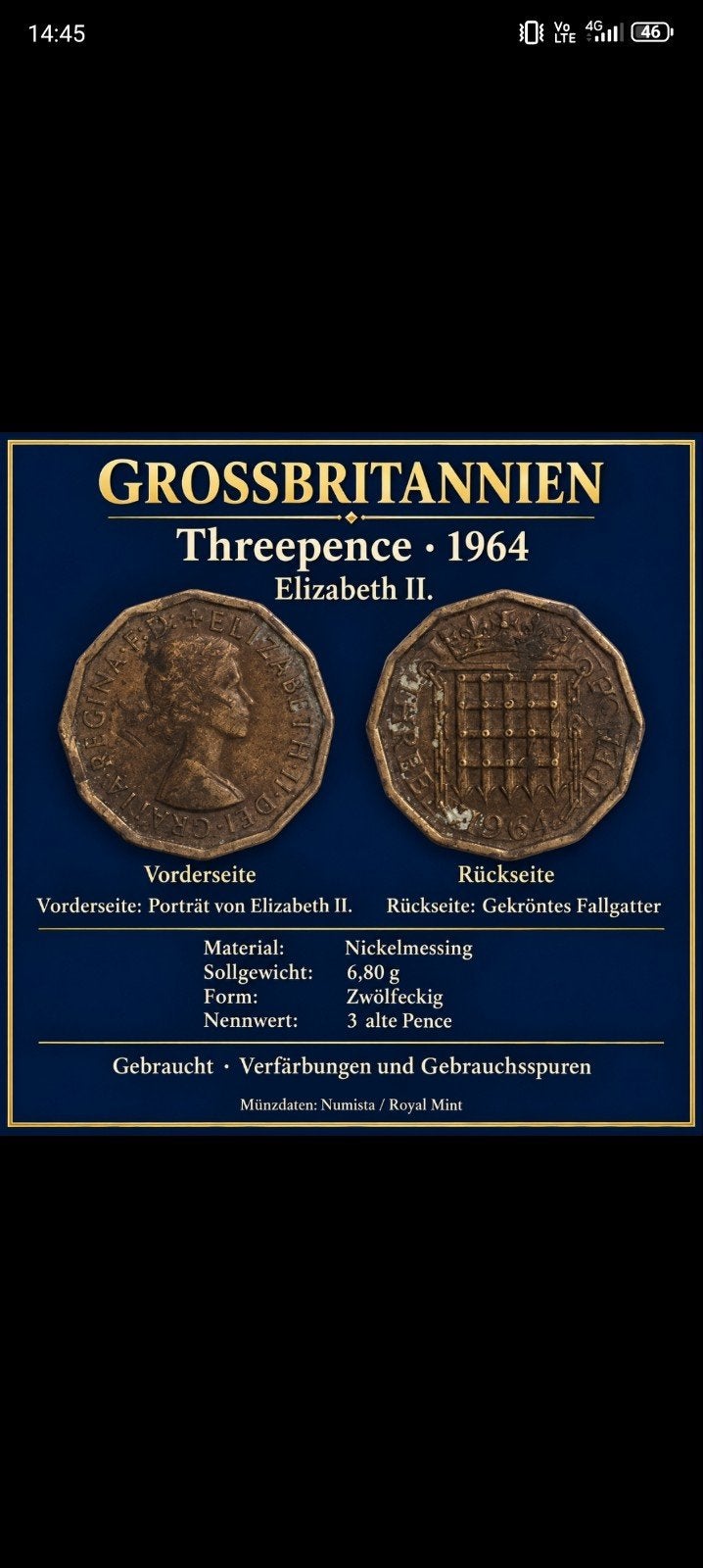 pièce Elizabeth 1964, Timbres & Monnaies, Enlèvement ou Envoi