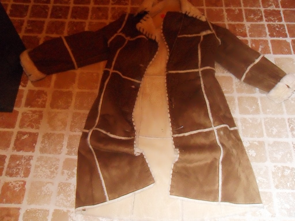 Bruine daim/bont jas, Ophalen of Verzenden, Zo goed als nieuw, Maat 42/44 (L), Bruin