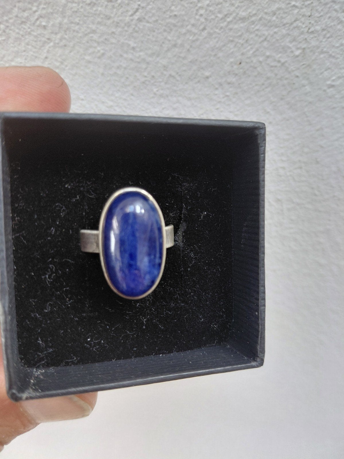 Bague vintage en argent (925) avec pierre ovale en sodalite, Bijoux, Sacs & Beauté, Bagues, Enlèvement, Utilisé, Femme, Bleu