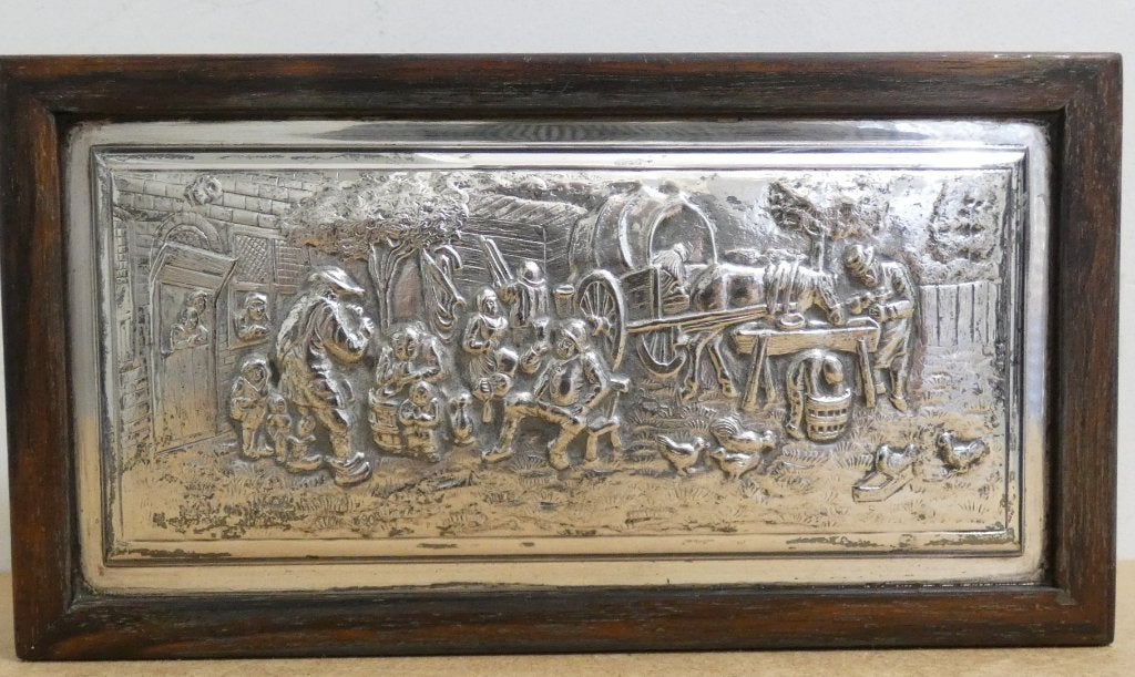 Houten doosje of kistje met zilverplated deksel [1006], Antiek en Kunst, Ophalen of Verzenden