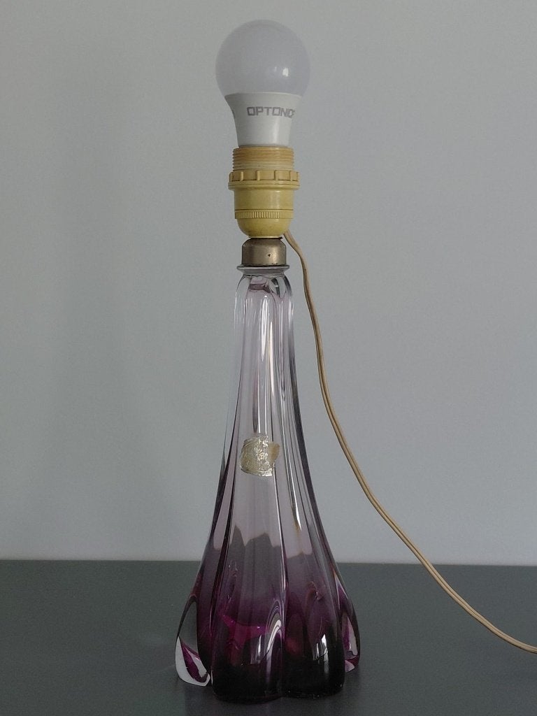 Val Saint Lambert - Tafellamp - Kristal – paars/fuchsia, Ophalen of Verzenden