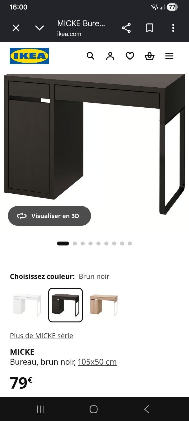 Bureau enfant ikea Micke, Enlèvement, IKEA, Noir, Bureau enfant