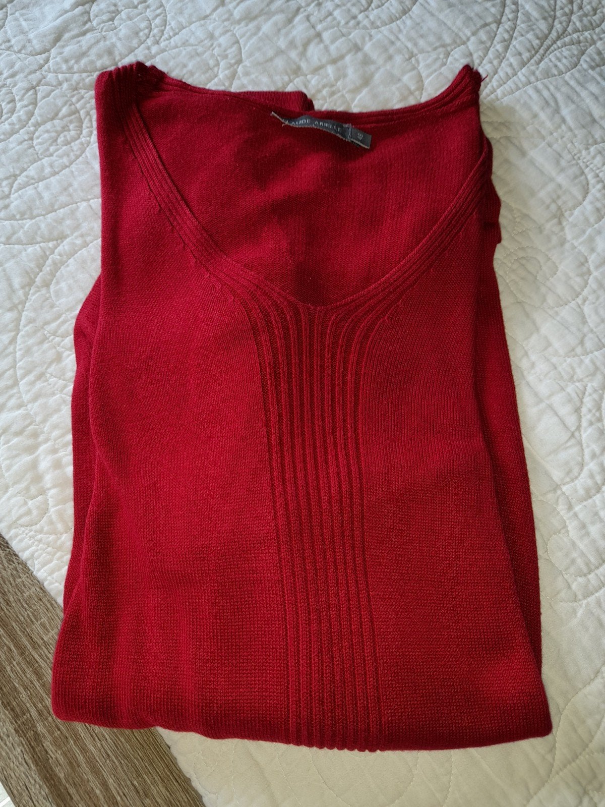 Leuk rode wintertrui maat 48 merk Claude Arielle, Claude Arielle, Ophalen, Zo goed als nieuw, Maat 46/48 (XL) of groter