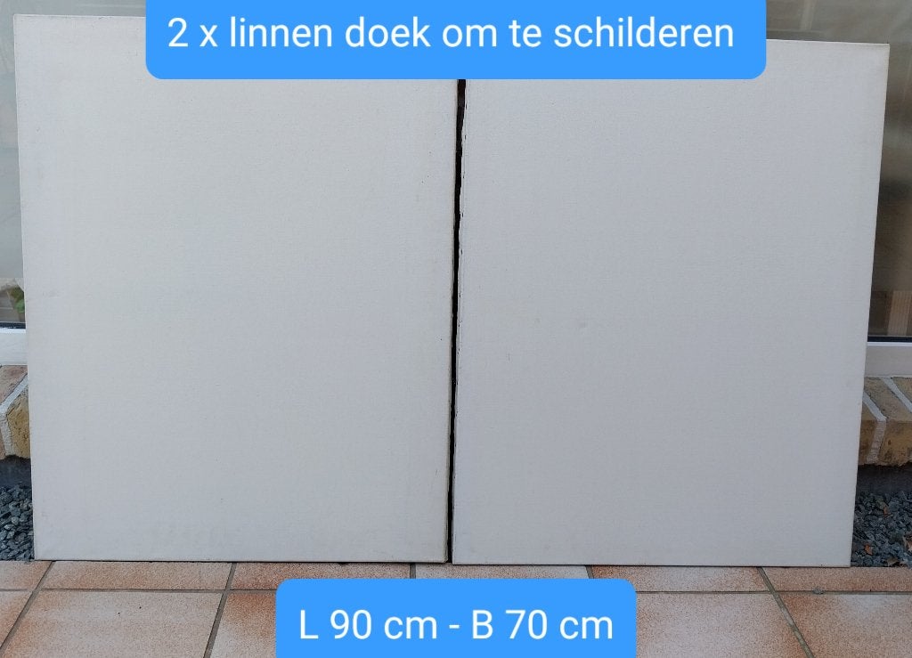 2 toiles en lin sur châssis en bois, Enlèvement, Toile