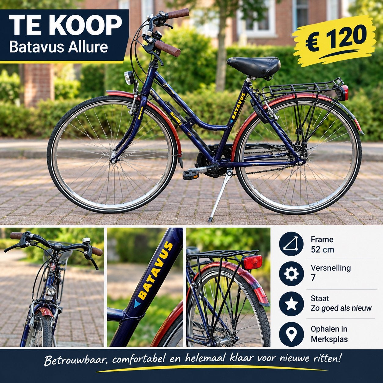Batavus Allure stadsfiets, Ophalen, Zo goed als nieuw, Batavus, Versnellingen