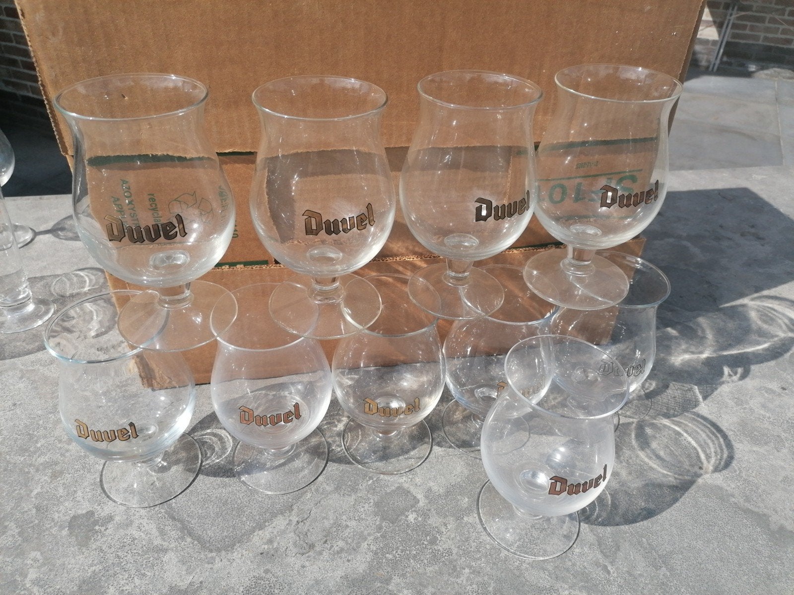10 oudere duvel glazen, Verzamelen, Ophalen of Verzenden