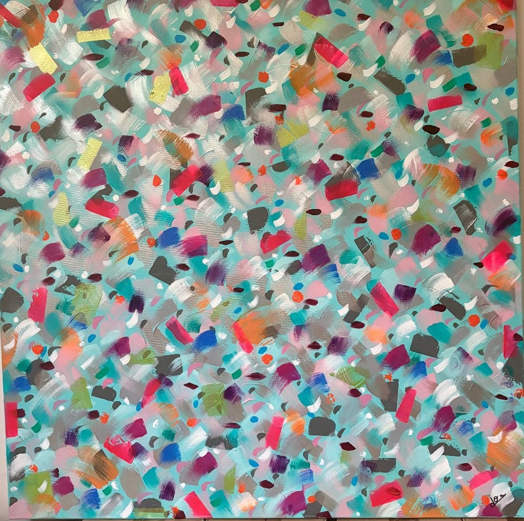 Acrylique "Festival des Souhaits -1 " de Joëlle Reichling, Antiquités & Art, Art | Peinture | Abstraite, Enlèvement