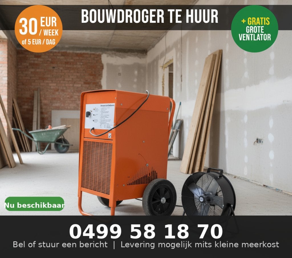 goedkoopst bouwdroger huren + GRATIS grote ventilator, Collections, Appareils électroniques, Enlèvement