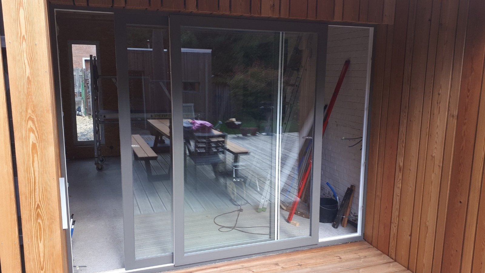 chassis coulissant Deceuninck 218 x 285, Bricolage & Construction, Comme neuf, Enlèvement, Vitre comprise, 225 cm ou plus