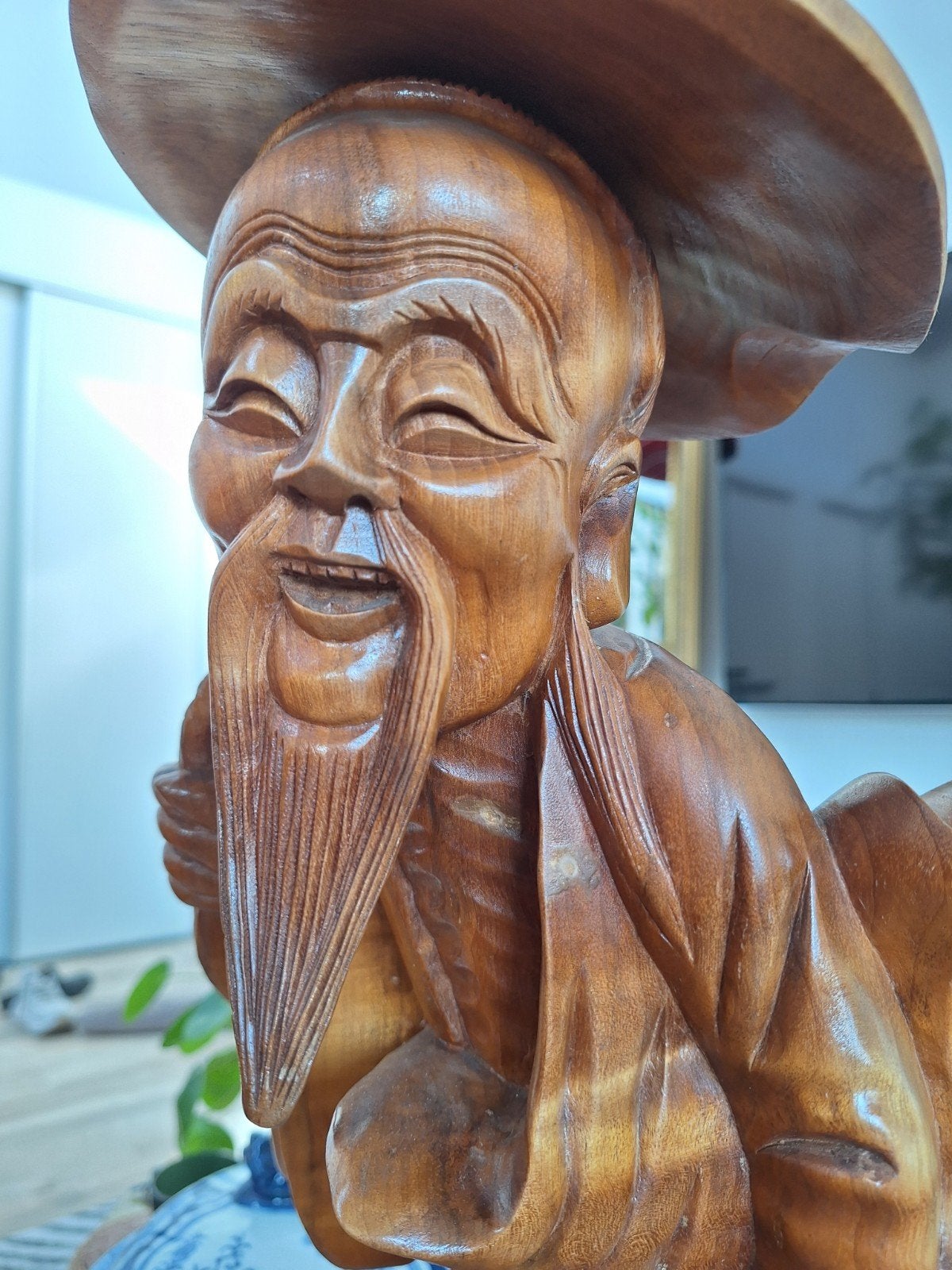 2 Chinese beelden in hout - Handgemaakt, Ophalen, Handgemaakt, Hout