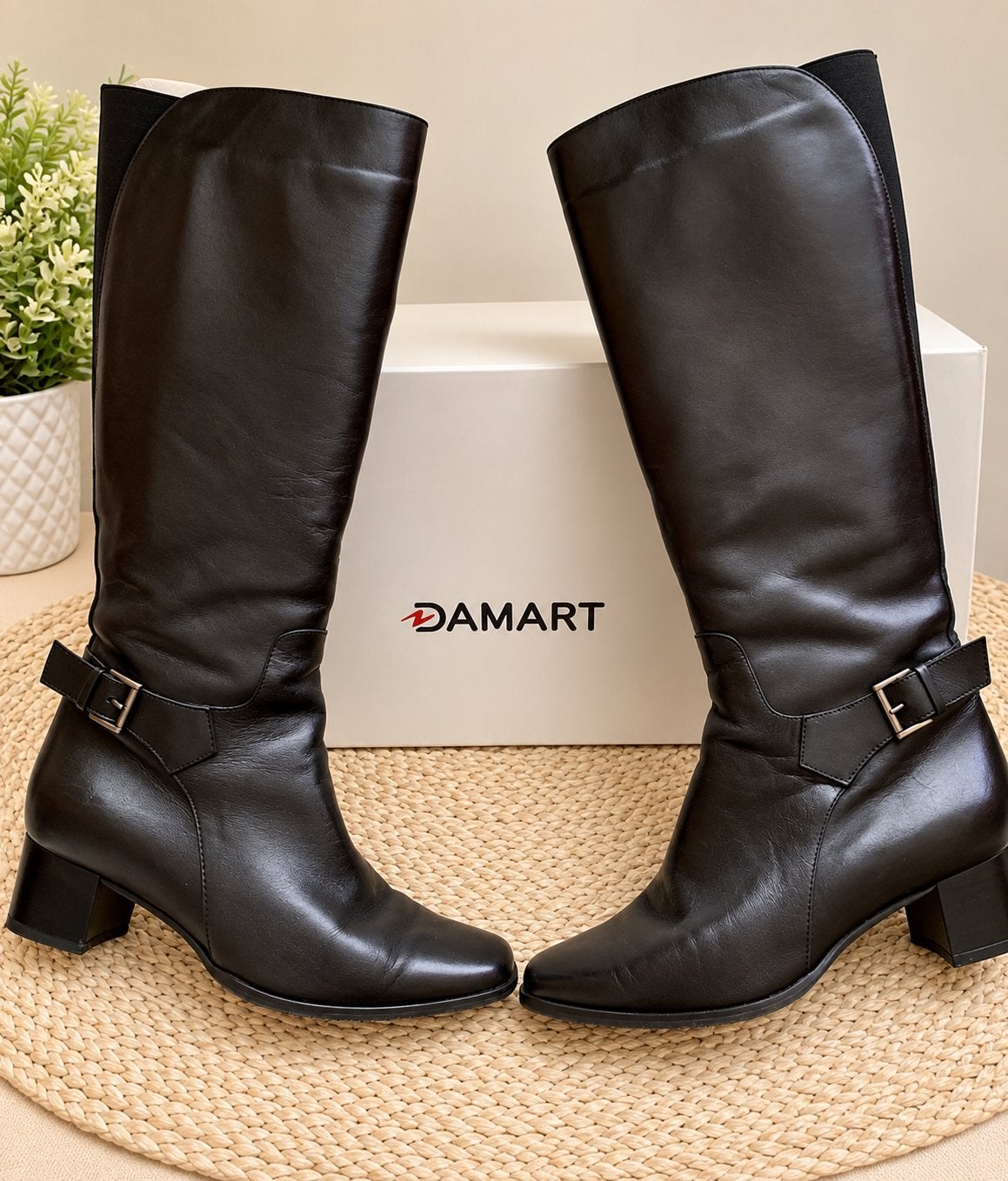 Bottes Damart en cuir noir, Comme neuf, Enlèvement, Bottes hautes, Noir