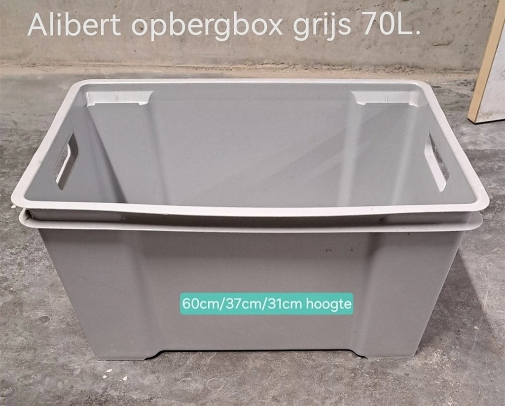 Grote grijze Alibert opbergbox 70L+ gratis 2 potten, Ophalen, Zo goed als nieuw