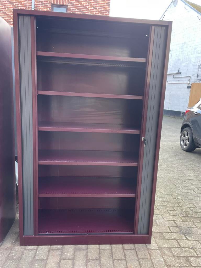 Rode rolluikkasten, Huis en Inrichting, Kasten | Roldeurkasten en Archiefkasten, Ophalen, 100 tot 150 cm, Zo goed als nieuw, Met slot