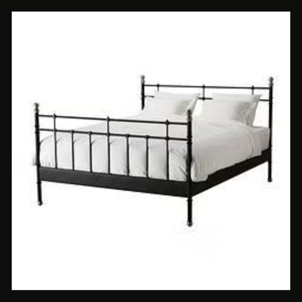 zwart metalen 2-persoons bedframe Ikea, Enlèvement, Noir, Métal