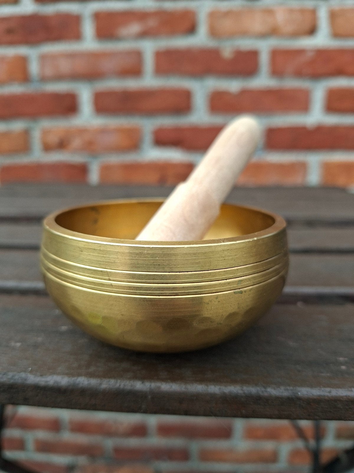 Messing klankschaal met houten klopper, Muziek en Instrumenten, Overige Muziek en Instrumenten, Ophalen of Verzenden