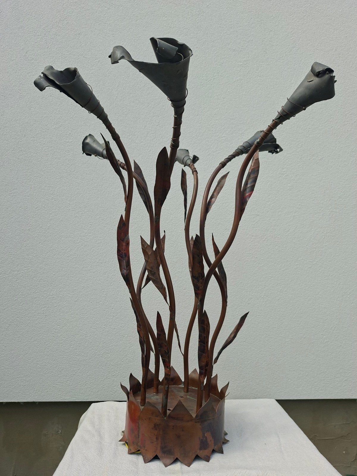 Luster - plafondlamp van Redgie Van Troost in zink en koper, Ophalen, Gebruikt, Plafondlamp
