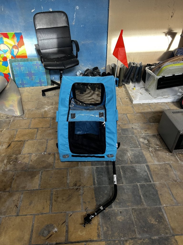 Fietskar / aanhangwagen voor kind of hond – blauw, Ophalen