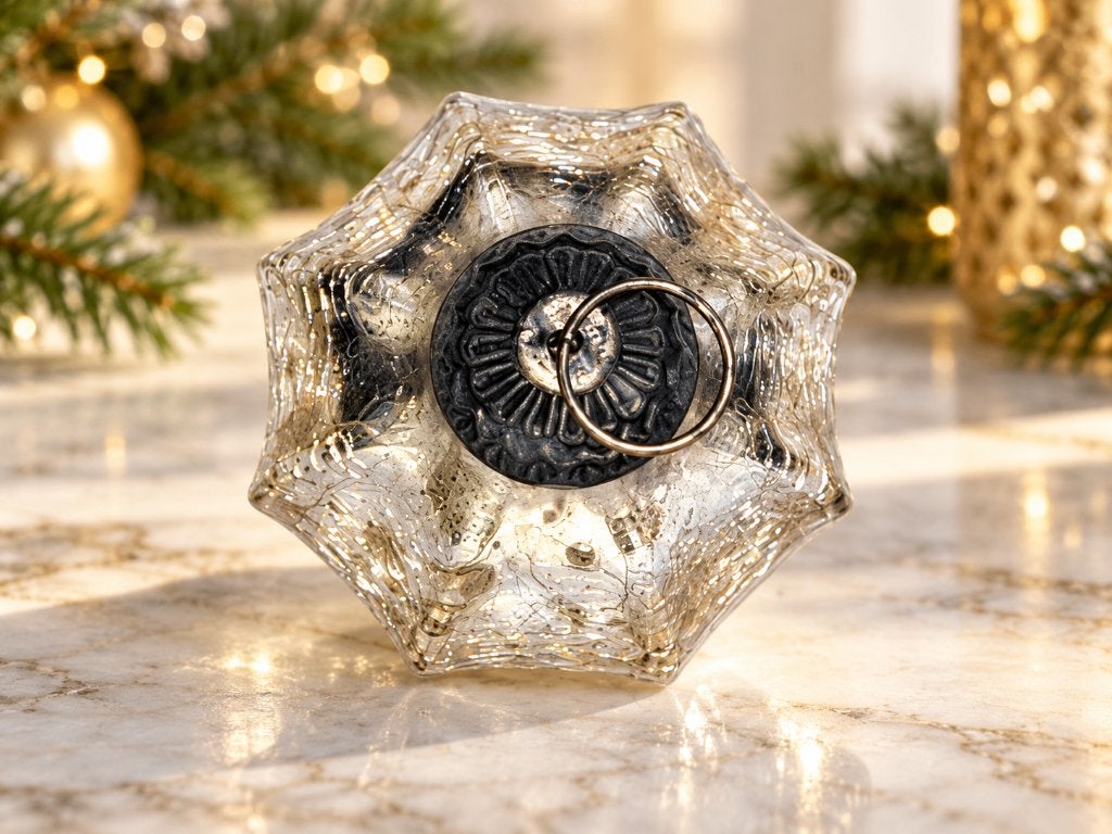 Kerstboomversiering – Glazen kersthanger zilver – 13 cm, Ophalen of Verzenden, Zo goed als nieuw