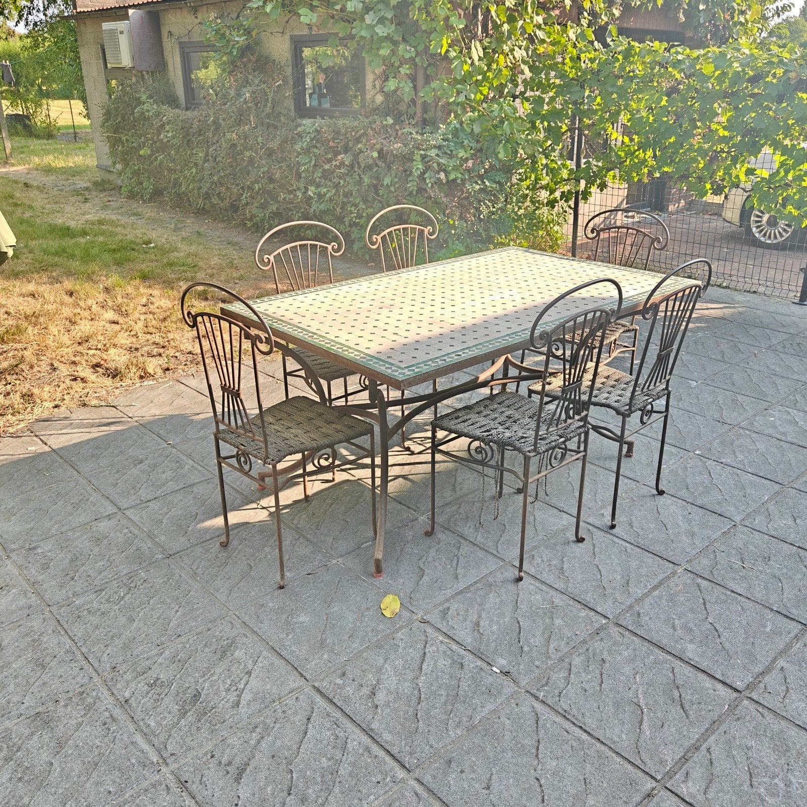 mediterraanse gietijzeren tuintafel en stoelen, Enlèvement