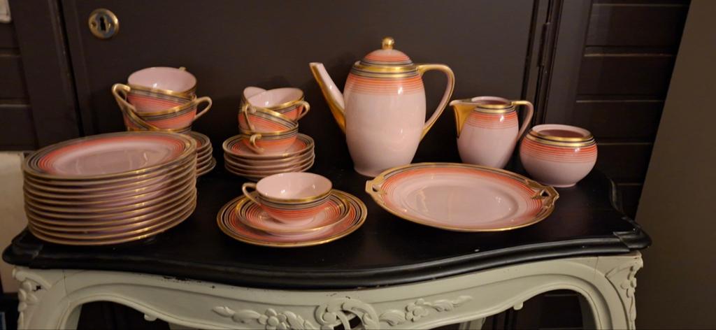 Porseleinen art deco koffieservies Schlaggenwald, Antiek en Kunst, Antiek | Servies los, Ophalen