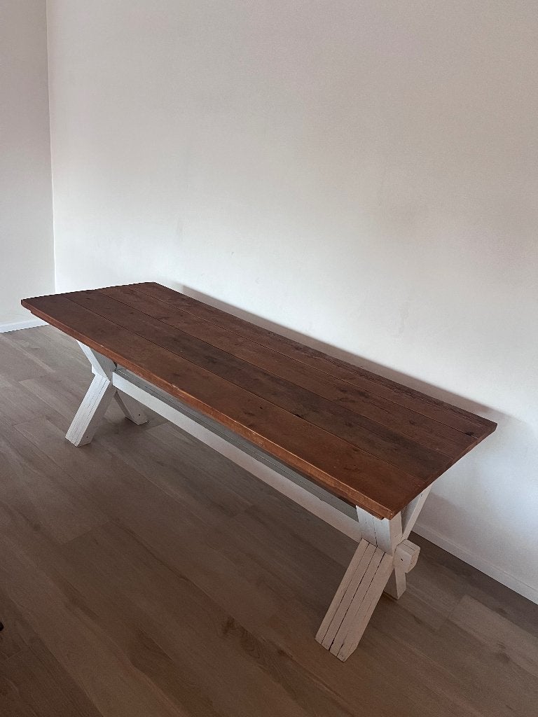 Eettafel steigerhout, Huis en Inrichting, Ophalen, Zo goed als nieuw