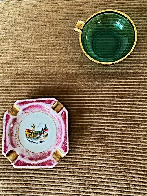2 asbakken, Huis en Inrichting, Groen, Vintage, Gebruikt, Ophalen of Verzenden