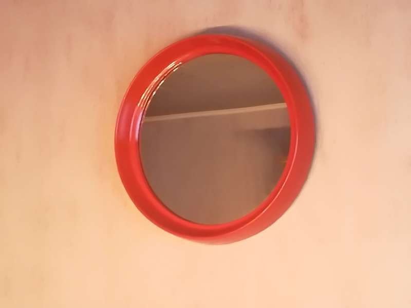 Oranje vintage retro spiegel met brede rand, Enlèvement ou Envoi, Maison et Meubles