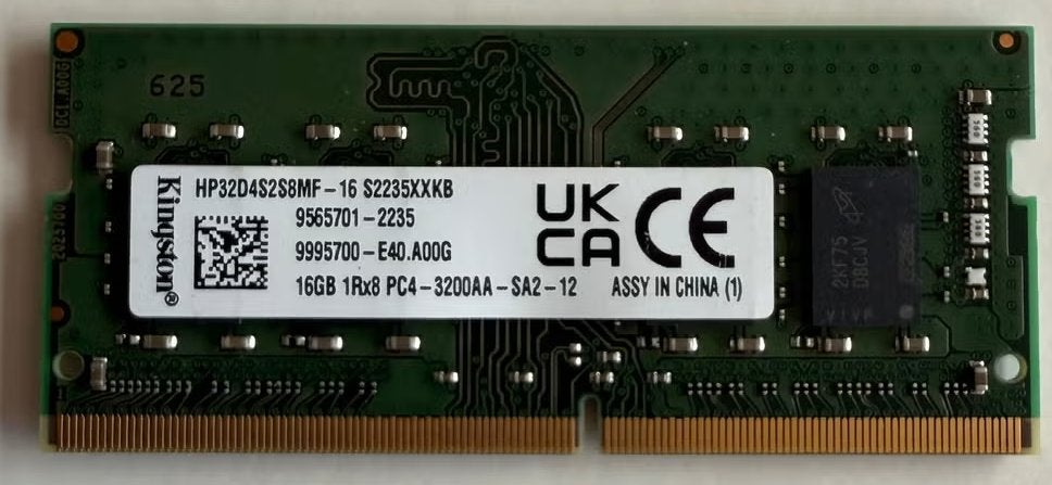 Kingston 16GB 1Rx8 PC4 3200AA SA2-12, Computers en Software, Gebruikt, DDR4, Ophalen of Verzenden, Laptop