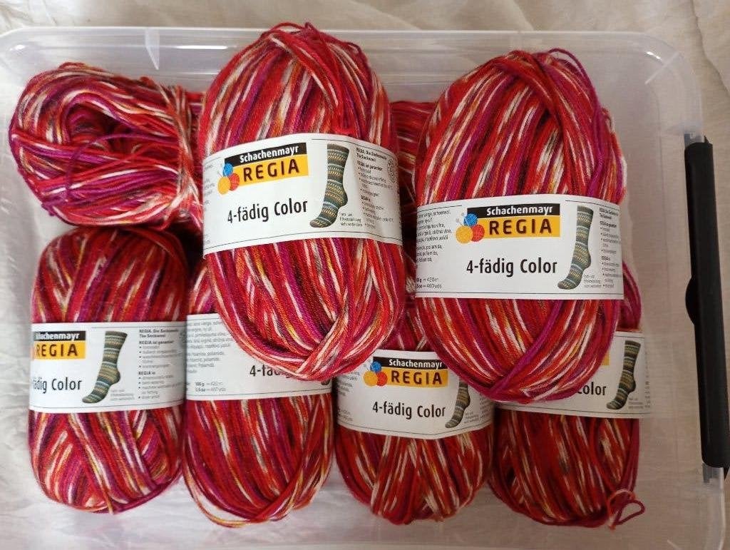 Schachenmayr Regia mix it! color 9375 Rood sokkenwol 8x, Hobby en Vrije tijd, Breien en Haken, Ophalen of Verzenden, Nieuw, Breien of Haken