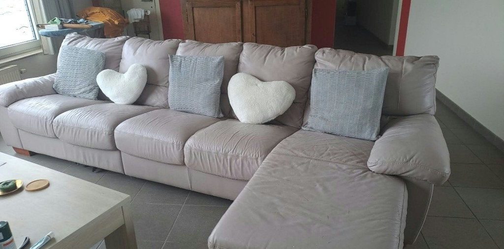 Divan cuir pleine fleur., Maison & Meubles, Quatre personnes ou plus, Banc droit, Enlèvement, Utilisé