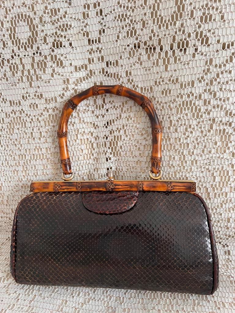 Sublime GUCCI leren tas van bamboe met python, Handtassen en Accessoires, Tassen | Damestassen, Ophalen of Verzenden, Zo goed als nieuw
