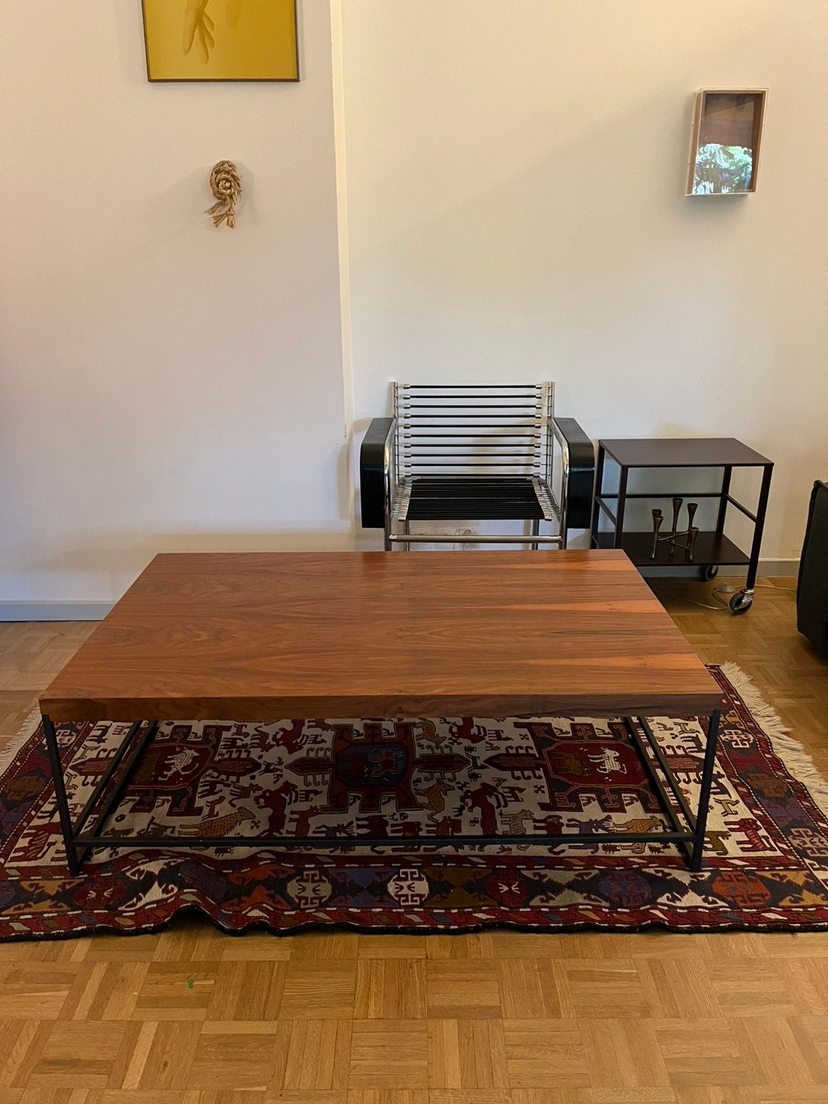 Salontafel hout en metaal, 100 tot 150 cm, 50 tot 100 cm, Zo goed als nieuw, Minimalistisch