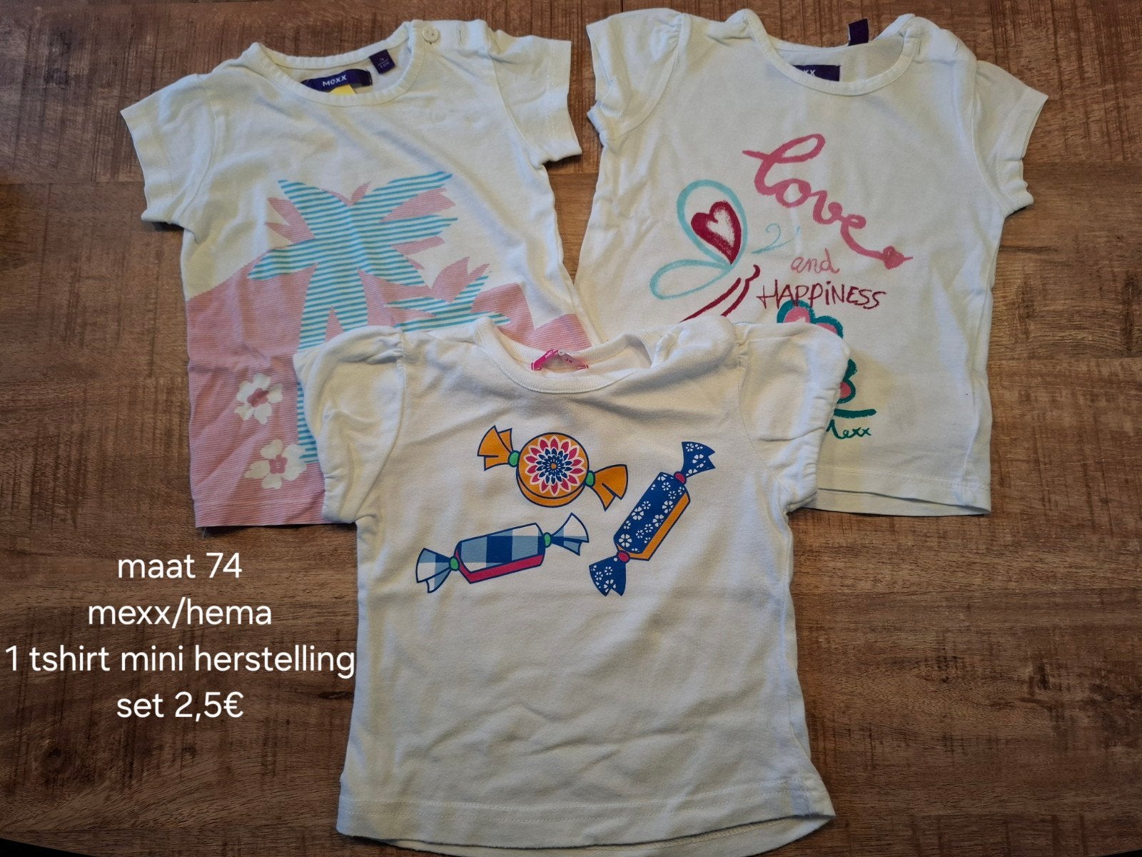 tshirts maat 74, Kinderen en Baby's, Gebruikt, Meisje, Shirtje of Longsleeve, Ophalen