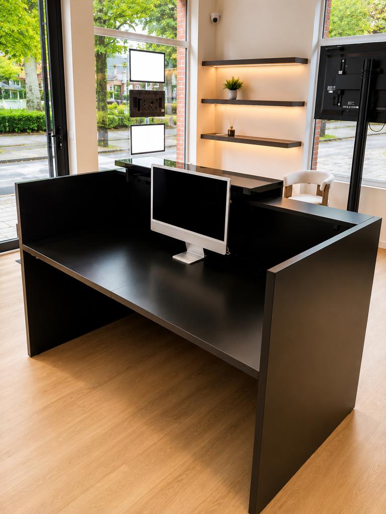 Zwart Kantoorbureau receptiebalie, Comme neuf, 85 cm, Enlèvement, Noir