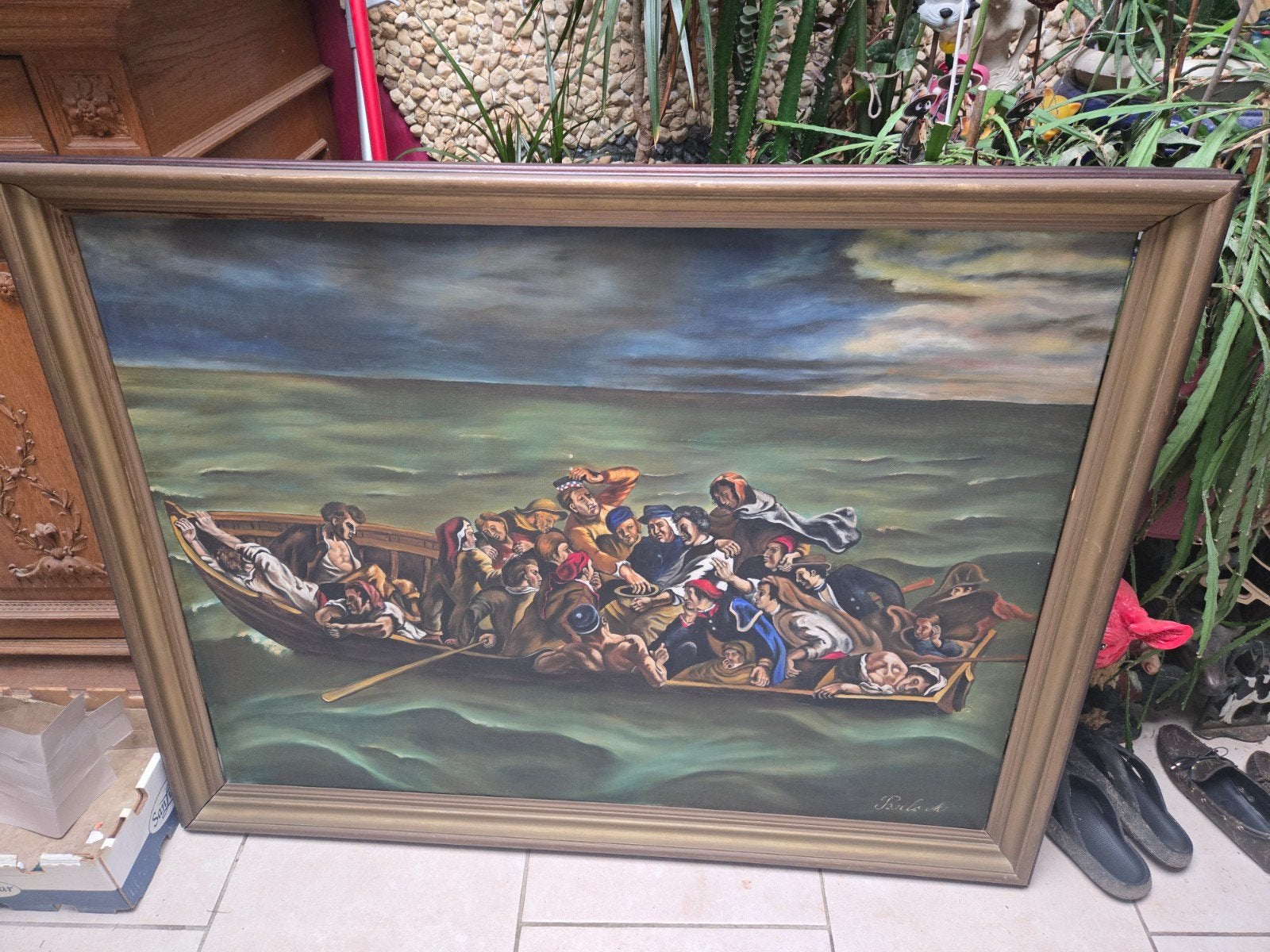 schilderij in prachtige staat Roels M, Enlèvement, Signé, Maritime / eau, Toile