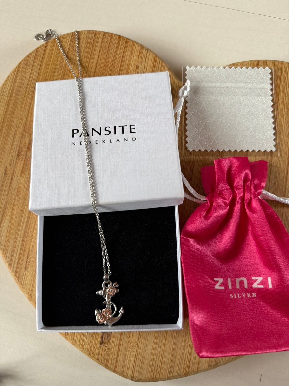 Prachtige zilveren Nieuwe Zinzi  ketting met anker hangertje, Handtassen en Accessoires, Ophalen of Verzenden, Zo goed als nieuw